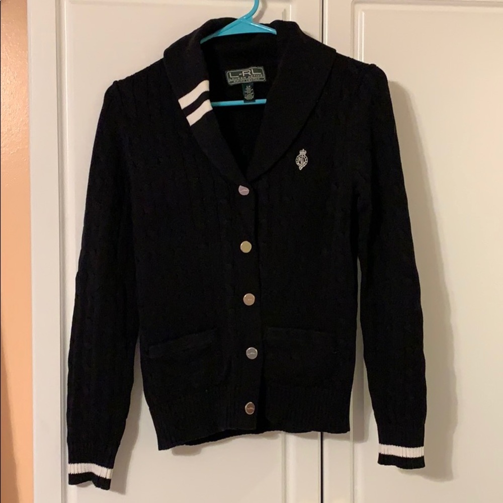 Ralph Lauren Sport snap front cable knit sweater